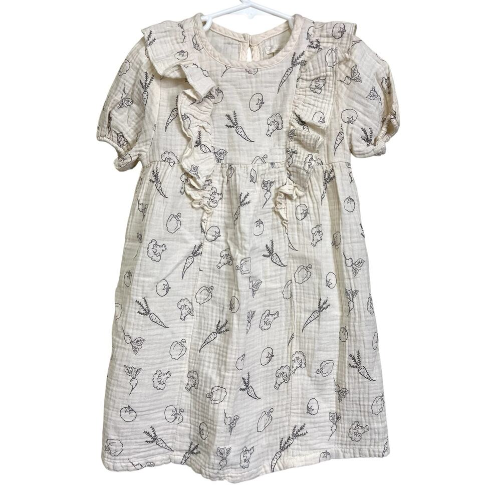 Grayson Collective Dress Girls 5T Cotton Gauze Vegetable Print Ruffle Garden
